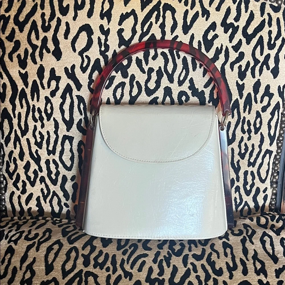 Vintage Cream Handbag with Tortoise Handle - Picture 1 of 10